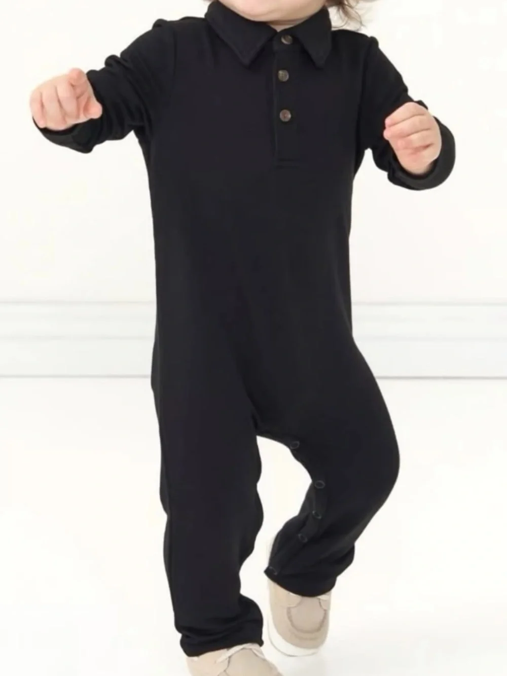 Little Sleepies Play Polo Romper Black Size 6-12 Months